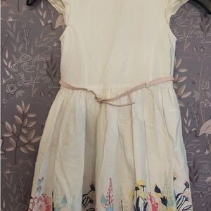 Floral Print Kids Dress with Pink Belt